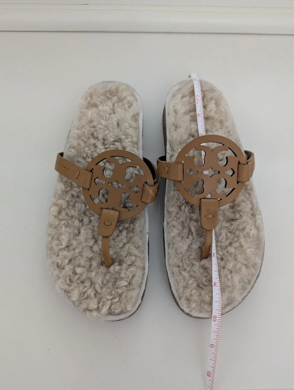 EUC! Tory Burch Miller Cloud Shearling Sandal In Tan Size 8
